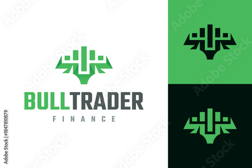 bull trader finance logo vector