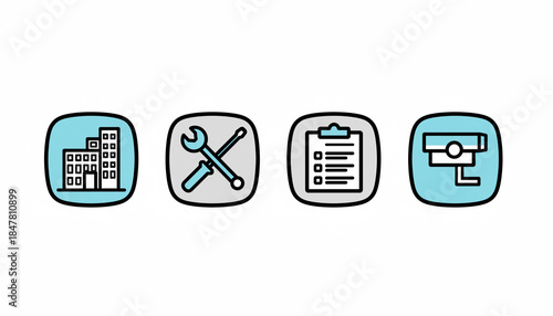 建物管理とメンテナンスを表現したアイコンセット