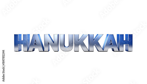 Hanukkah 3D Text Render On Transparent Background For Holiday Celebrations And Jewish Culture Festive Design Element For Graphic Projects