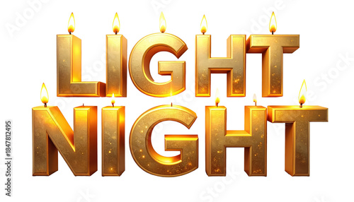 Light Night Golden Candle Letters On Transparent Background For Holiday Events And Celebrations Festive Occasions And Special Announcements