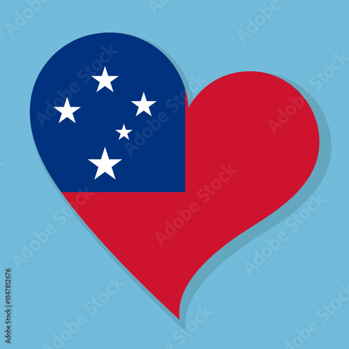 Free Download Isolated national flag of Samoa. Love flag of Samoa. Samoa heart-shaped flag vector illustration color background. - GFXLoad