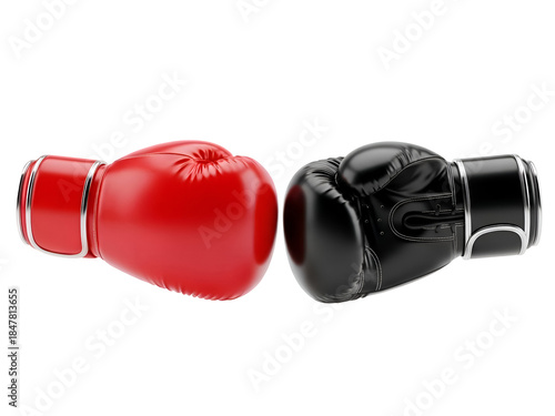 Boxing Gloves Opposition: Red vs. Black Challenge on white background