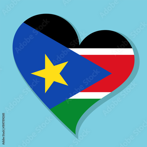 Free Download Isolated national flag of The Republic of South Sudan. Love flag of South Sudan. South Sudan heart-shaped flag vector illustration color background. - GFXLoad