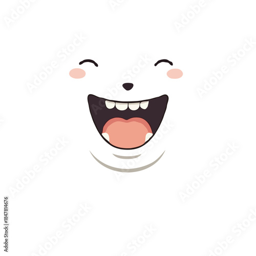 An animated facial expression featuring a wide open mouth conveying joyfulness in a creative