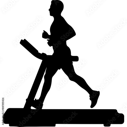 Man running on treadmill with transparent background