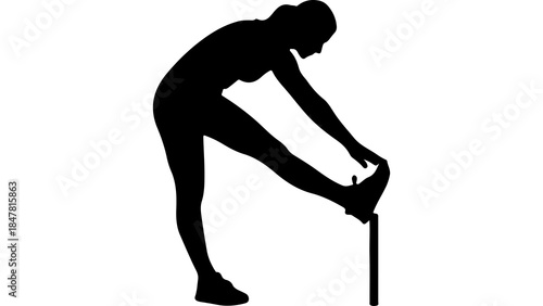 Woman stretching leg with transparent background