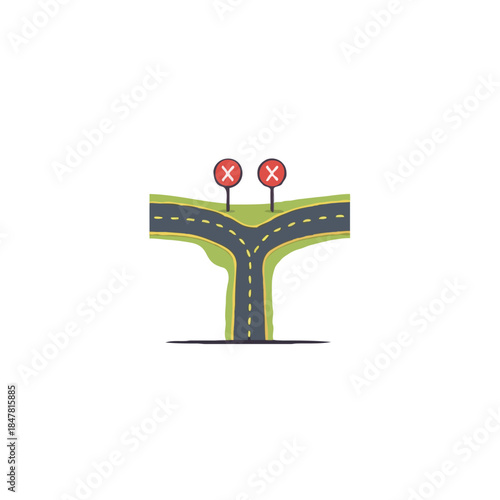 Navigating decisions: A fork in the road illustration symbolizing choices with two wrong turn