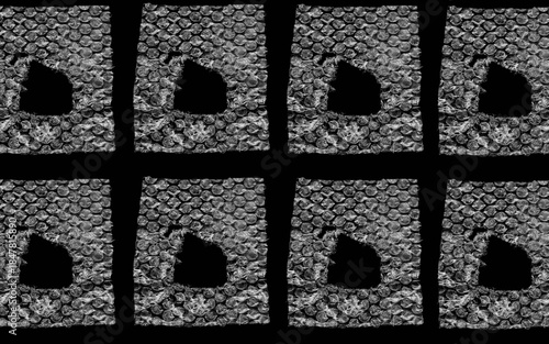 A set of bubble wrap on black background 