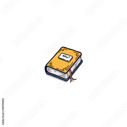 Simple inquisitive book illustration promoting critical thinking and the search for knowledge and