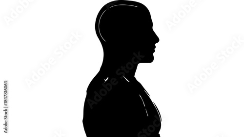 Human profile silhouette with transparent background
