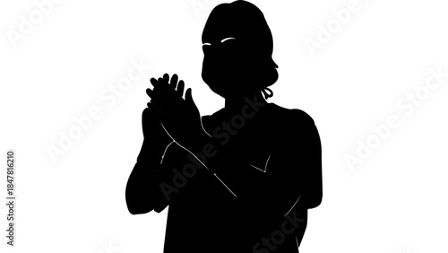 Woman clapping hands with transparent background