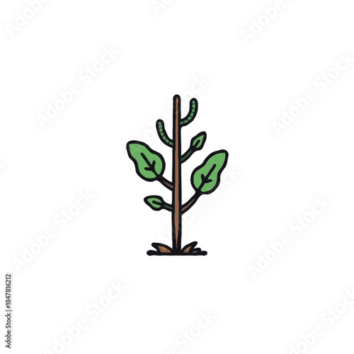 Stylized illustration of a verdant sprout reaching towards the sky representing natural growth