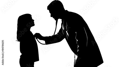 Doctor examining child with transparent background