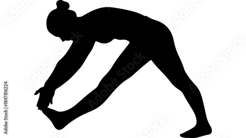 Woman stretching silhouette with transparent background