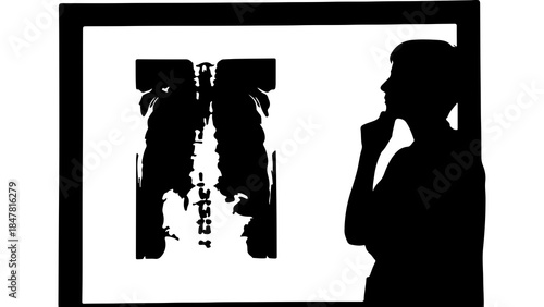 Doctor examining x-ray with thoughtful expression