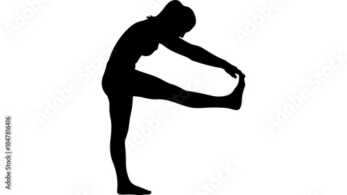 Woman stretching leg with transparent background