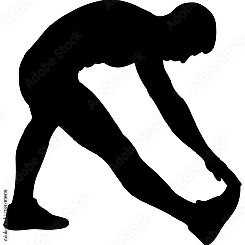 man stretching hamstring with transparent background