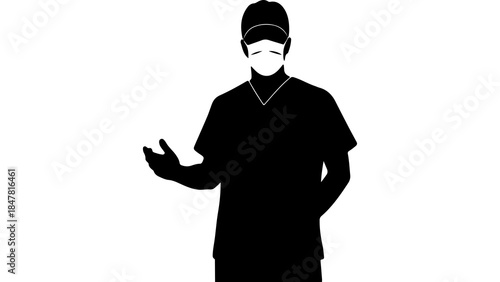 Medical professional wearing mask with transparent background