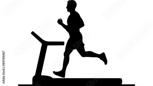 Man running on treadmill with transparent background