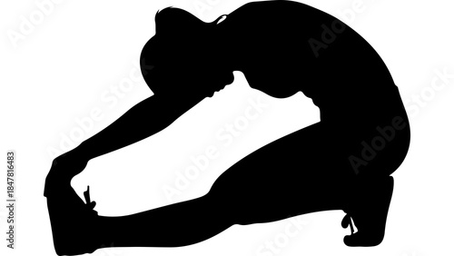 Woman stretching exercise silhouette with transparent background