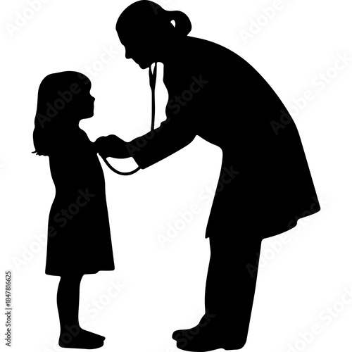Doctor examining child with transparent background