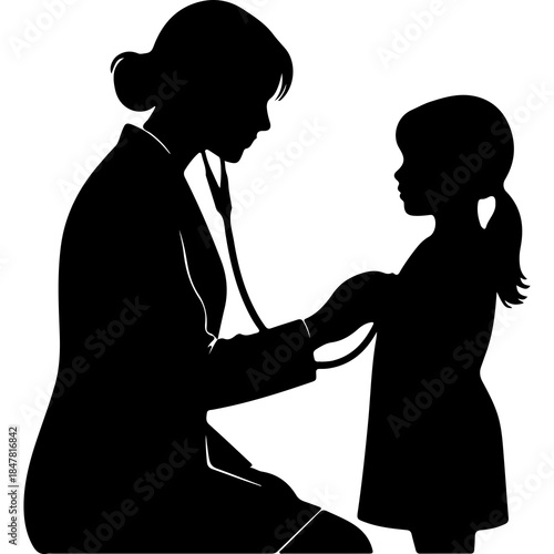 Doctor examining a child with transparent background
