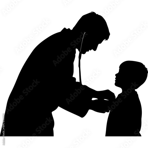 Doctor examining child with transparent background