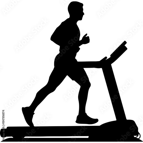Man running on treadmill with transparent background