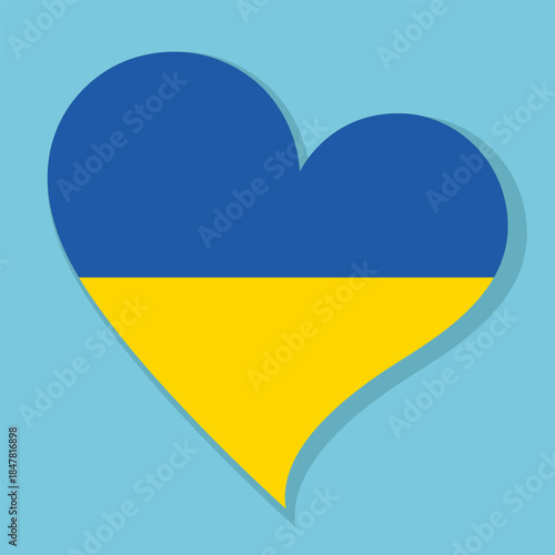 Isolated national flag of Ukraine. Love flag of Ukraine. Ukraine heart-shaped flag vector illustration color background.