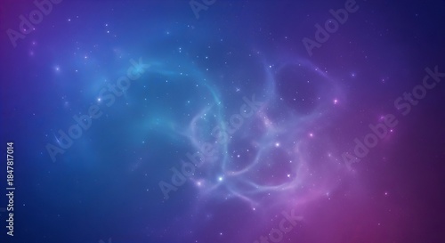 This image showcases a vibrant representation of a galaxy in the deep cosmic universe. The nebulous formations and the bright stars evoke a sense of wonder and the mysteries of space exploration.