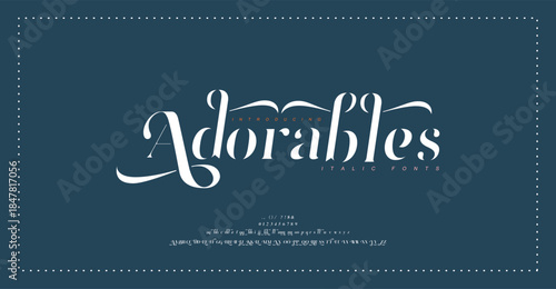 Adorables premium luxury elegant alphabet letters and numbers. Elegant wedding typography classic serif font decorative vintage retro. Creative vector illustration
