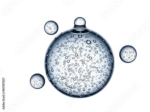 Transparent Bubbles with Inner Particles on White on white background