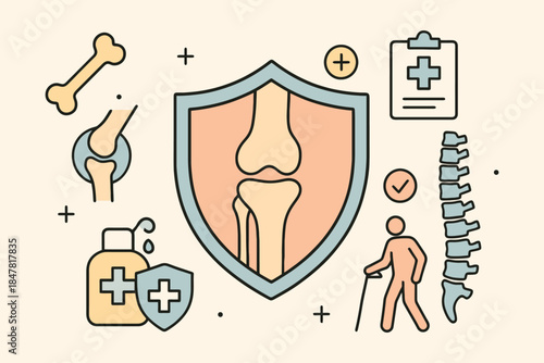 Bone and Joint Health Protection with Medical Icons