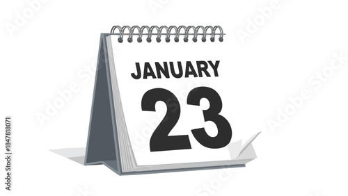 A clear illustration of a desk calendar highlighting the twenty-third day of January, perfect for scheduling, reminders, and important event