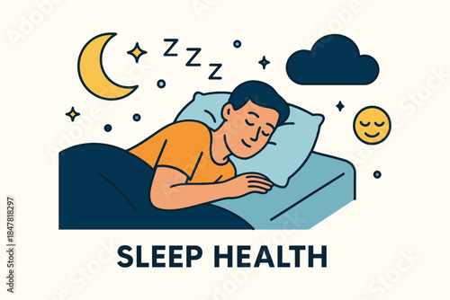 Man Sleeping Peacefully in Bed, Symbolizing Sleep Health