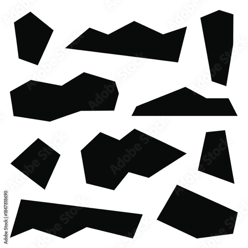 [Vector EPS]Abstract black geometric shapes arranged in an irregular pattern on a white background