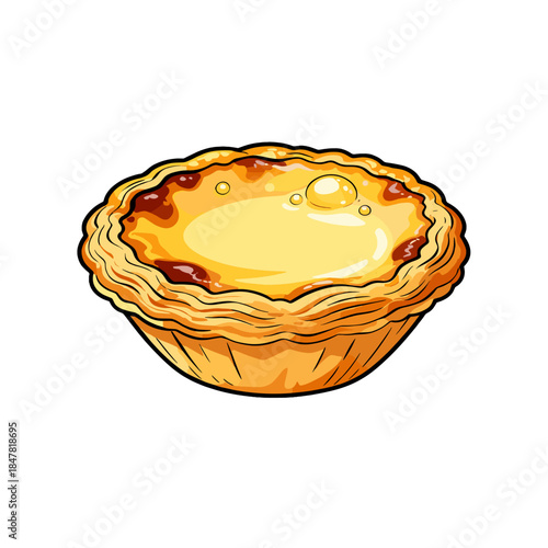 [Vector EPS]A delicious egg tart with golden crust and creamy filling