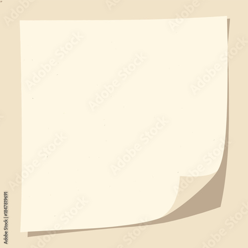 [Vector EPS]A blank sticky note with a curled corner on a light background