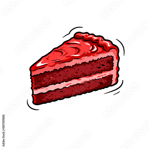 [Vector EPS]A delicious slice of red velvet cake with creamy layers