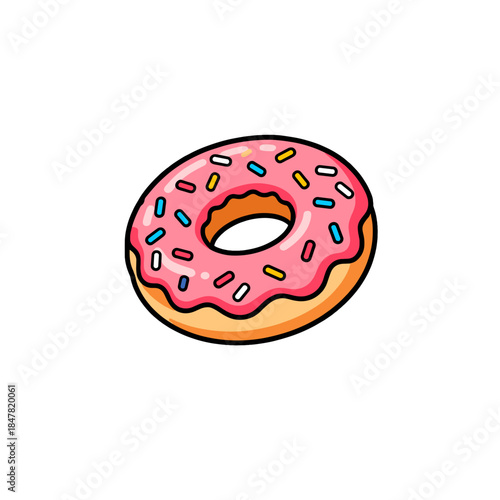 [Vector EPS]A colorful donut with pink icing and colorful sprinkles