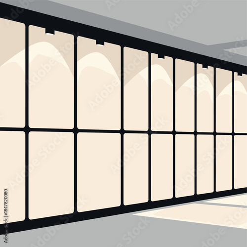 [Vector EPS]Modern interior wall with rectangular and arched panels design