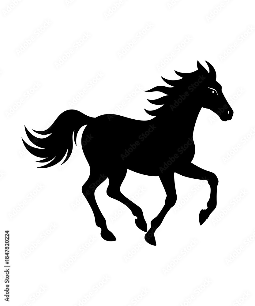 Obraz premium silhouette of a black horse vector art illustration