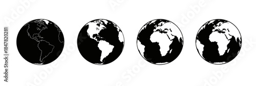 [Vector EPS]Global Earth Representations Showing Different Geographical Features