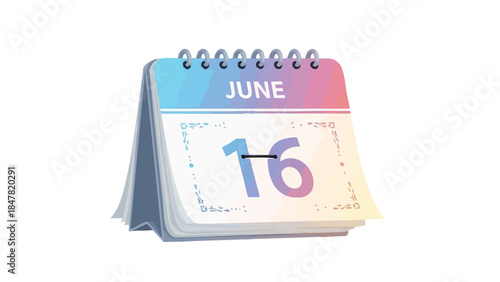 Colorful desk calendar displaying the date June 16, a perfect visual for planning and scheduling important events in a modern and vibrant