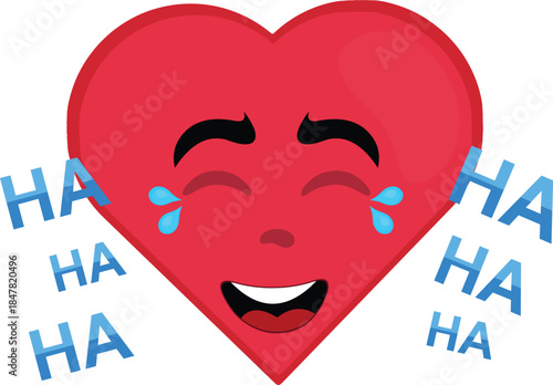 vector illustration emoticon character heart cartoon, laughing out loud
