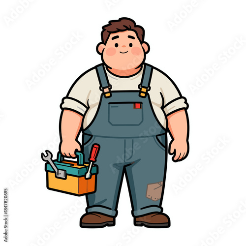 [Vector EPS]cartoon character of a repairman holding a toolbox