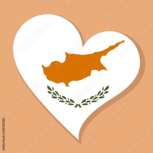 Isolated national flag of Cyprus. Love flag of Cyprus. Cyprus heart-shaped flag color background vector illustration.