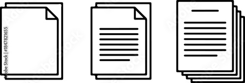 Set of document icons with different number of pages