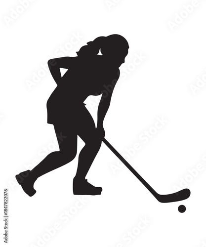  women playing hockey silhouette vector