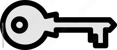 Simple Silhouette Icon of a Classic Metal Key for Access, Security, Solution, or Unlocking Secrets Concept, Isolated on Black Background for Web Design and Digital Interface Elements.